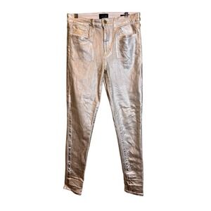 Joe's Jeans The Charlie High Rise Skinny Ankle Women Foil Jeans Gold Size 28 USA